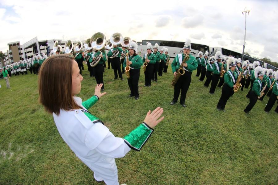 The Marching Thunder warms up before the Boca Raton Bowl Tuesday in Boca Raton, Florida. 