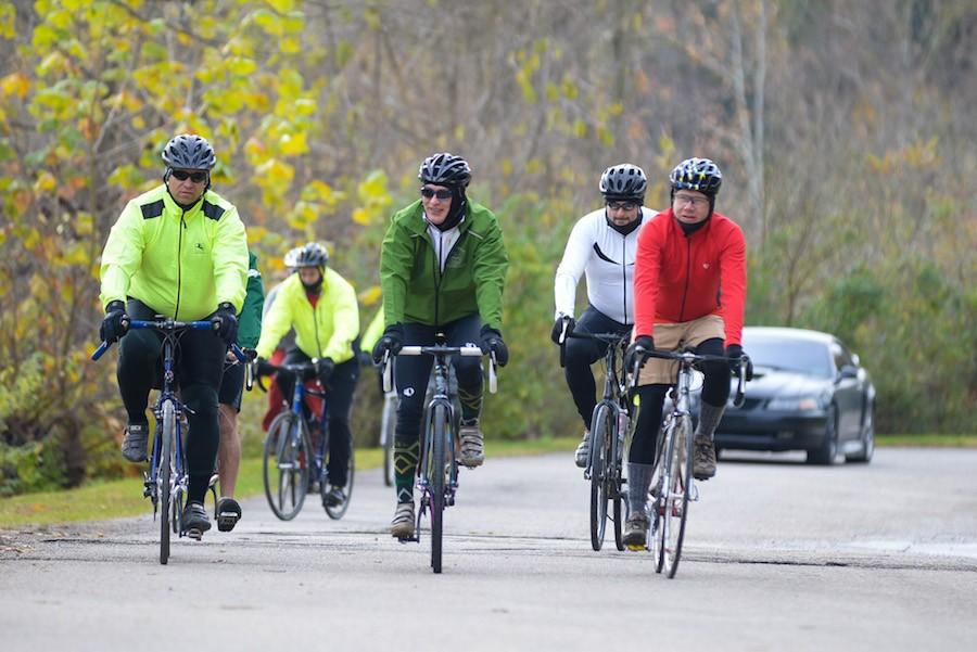 Cyclists from the Tri-State community participate in a leisure group ride during Huntington’s annual Bike Bash Nov. 8, 2014 at Rotary Park.