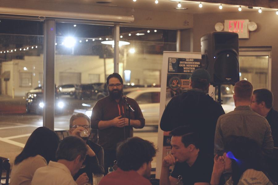 Brian Rymiller of Greenbrier Valley Brewing Company premiers three new beers at Black Sheep Burritos & Brews Monday.