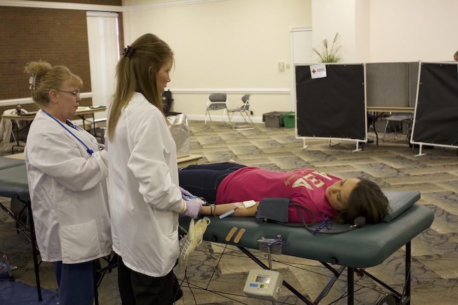 Someone donating blood