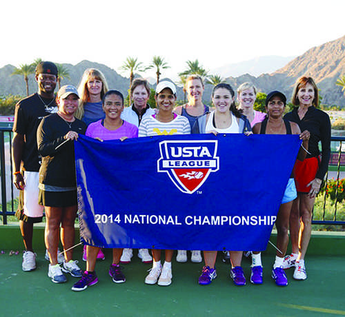 Linda Holmes (second row far right) competes in a national tournament in Indian Wells, Calif.