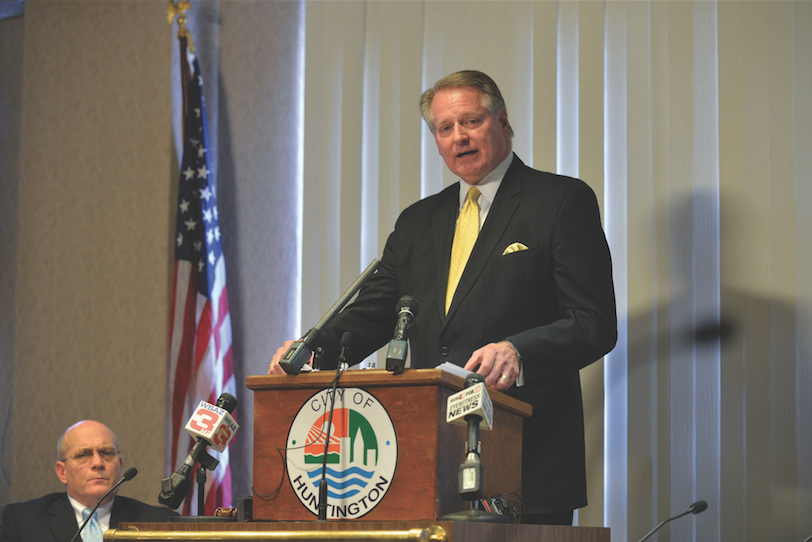Huntington Mayor Steve Williams delivers the State of the City address Tuesday at City Hall.