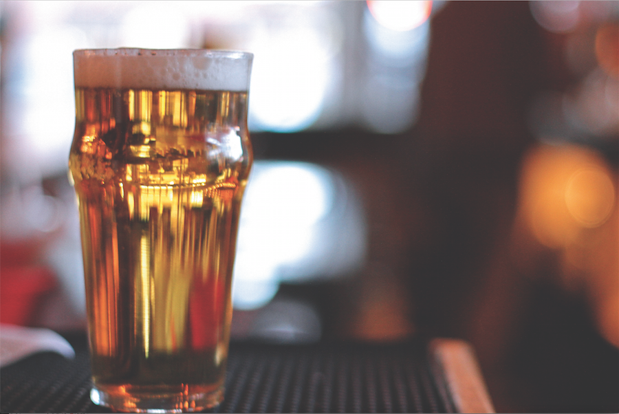 A freshly poured beer waits to be served at Black Sheep.