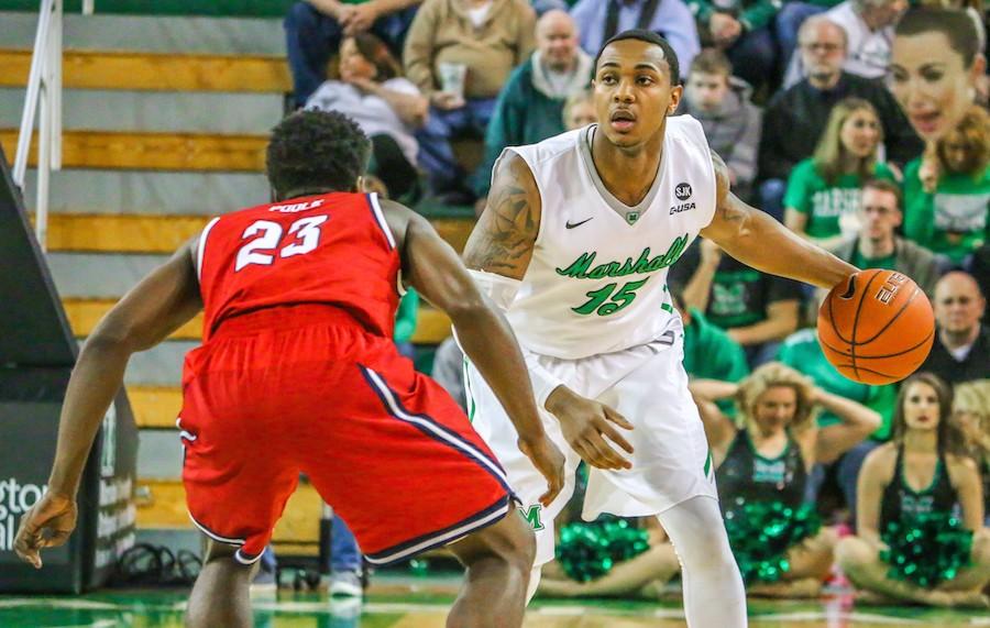 Senior+mens+basketball+players%2C+cheerleaders%2C+and+dance+team+members+were+honored+Saturday+prior+to+the+final+home+game+of+the+season.+The+Thundering+Herd+beat+the+Florida+Atlantic+University+Owls+79-63.+