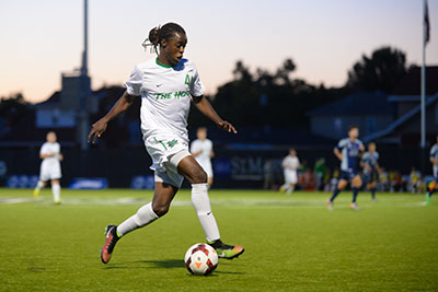 Lexi Browning/The Parthenon
Marshall's Matt Freeman goes for the goal as the Herd men's soccer team takes a 2-1 victory over Old Dominion in the Veterans Memorial Soccer Complex on Wednesday, Oct. 8.