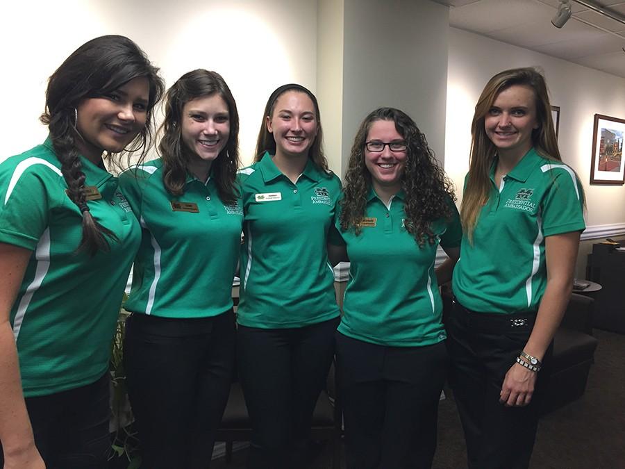 (left to right) Emily Kinner, Casey Hudock, Hannah Smith, Mary-Kate Bostick, Amber Govey pose for picture as chosen Presidential Ambassadors.