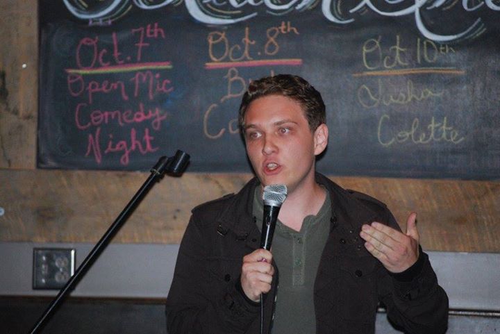 Comedian Nate Cesco performs at Black Sheep Burrito and Brews for Comedy Open Mic night.