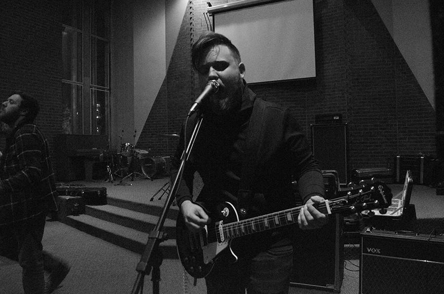 Elliott Blair of Dead Leaves performs at the Campus Christian Center Tuesday as part of a free show that included Embracer, A Story Told, PINE and Dead Leaves on the lineup. 