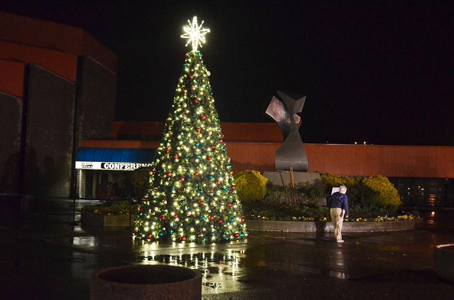 The 19-foot-tall Christmas tree at the Big Sandy Superstore Arena has over 170 lights and 600 bulbs.