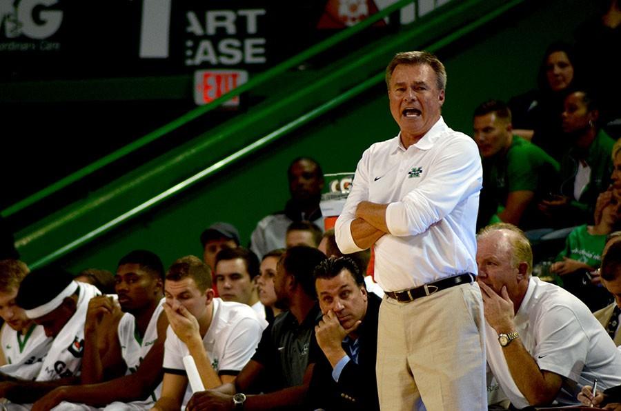Marshall head coach Dan D’Antoni watches over his team during a game earlier this season.
