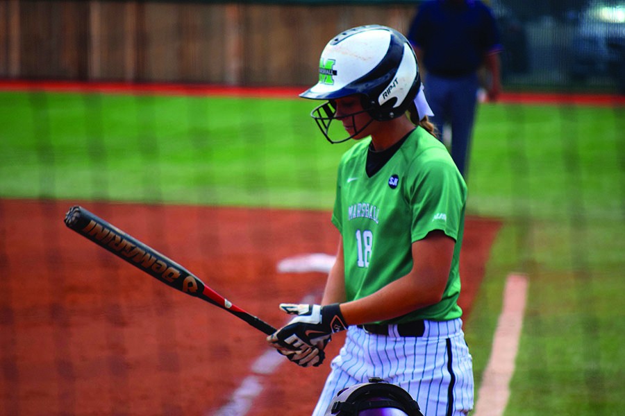Marshall University junior outfielder Morgan Zerkle goes to bat Sept. 13 in an exhibition game against the University of Charleston.