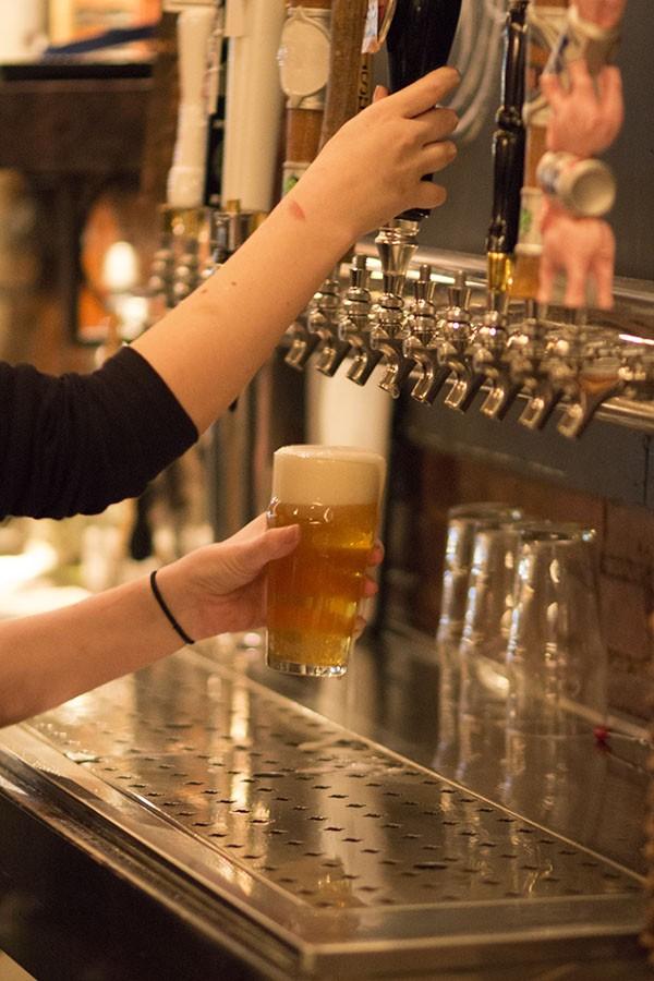 Beer is poured by the tap at Black Sheep Burrtos and Brews, February 4, 2016.