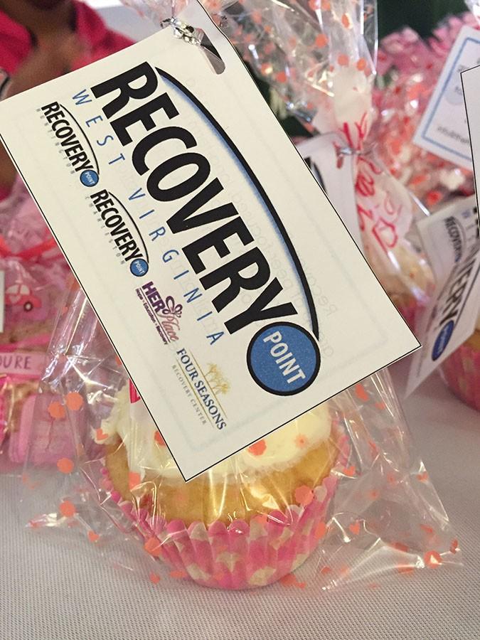 Valentines Day-themed treats are displayed during the campaigns bake sale. Proceeds from the fundraiser will benefit Recovery Point of Huntington, a rehabilitation facility for men struggling with addiction.