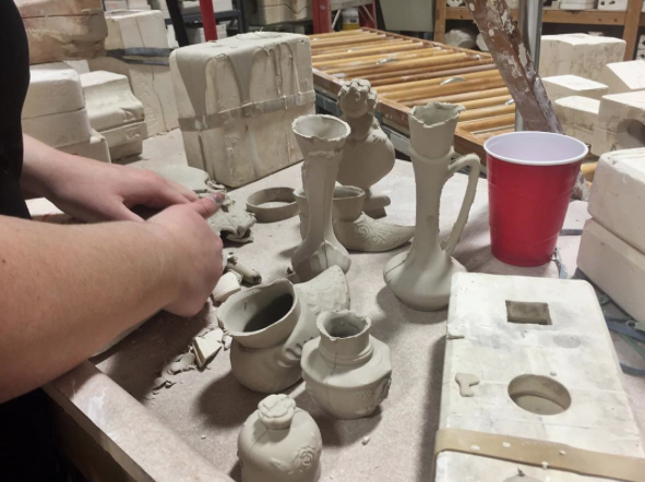 Artist slip casting vases for the upcoming Sweetheart Sale.