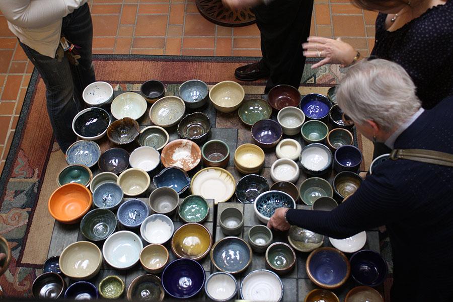 Marshall University ceramics and clay club students made over 1,000 bowls for Empty Bowls in 2016.