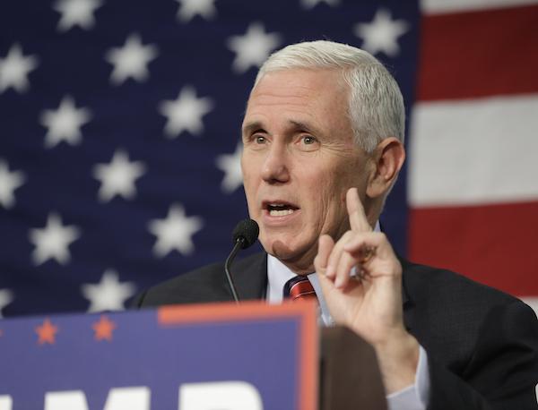 Republican vice presidential candidate Indiana Gov. Mike Pence speaks at a campaign rally Friday, Sept. 30, 2016, in Fort Wayne, Ind. (AP Photo/Darron Cummings)