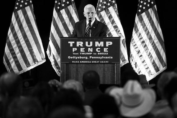 Republican vice presidential candidate, Indiana Gov. Mike Pence speaks during a campaign stop in Gettysburg, Pa., Thursday, Oct. 6, 2016. (AP Photo/Matt Rourke)