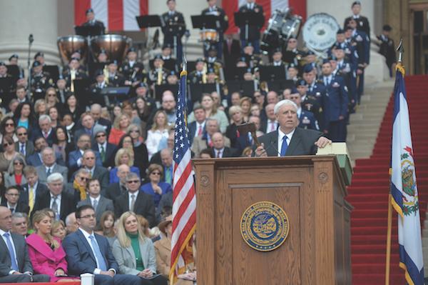 Gov. Jim Justice, speaking at his Inauguration  Jan. 16