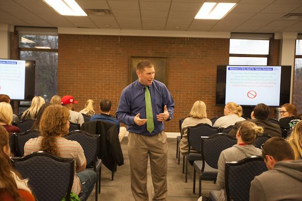 Naloxone training session held inside the Memorial Student Center Wednesday.