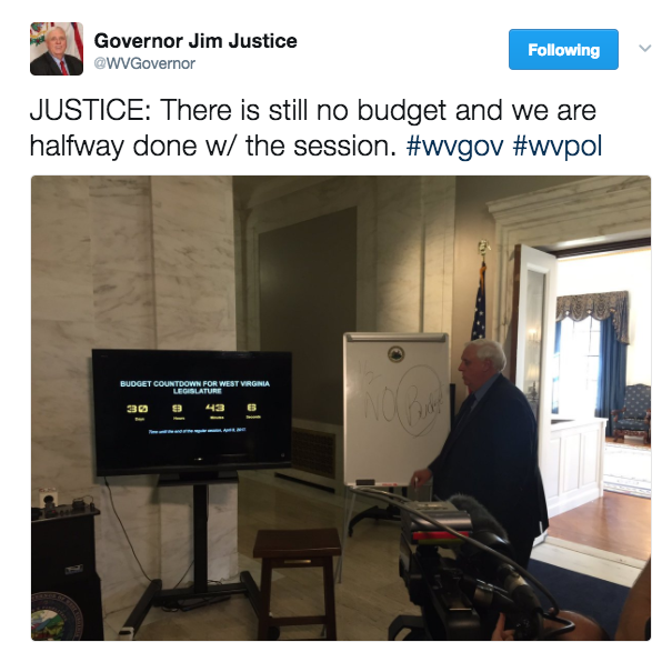 Gov. Justice’s budget clock ticking down  as legislature reaches halfway point
