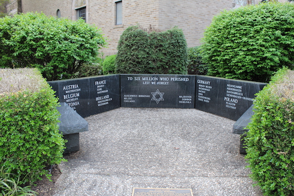 The B’nai Sholom Temple displays a memorial for the lives lost during the Holocaust.