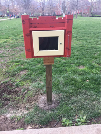 The sociology club worked to open a Little Free Library on Marshalls campus. Its located on Buskirk Field.