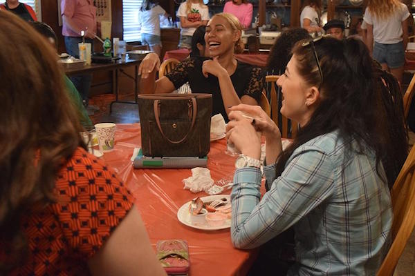 Students eating at last year’s Strawberry Breakfast. 