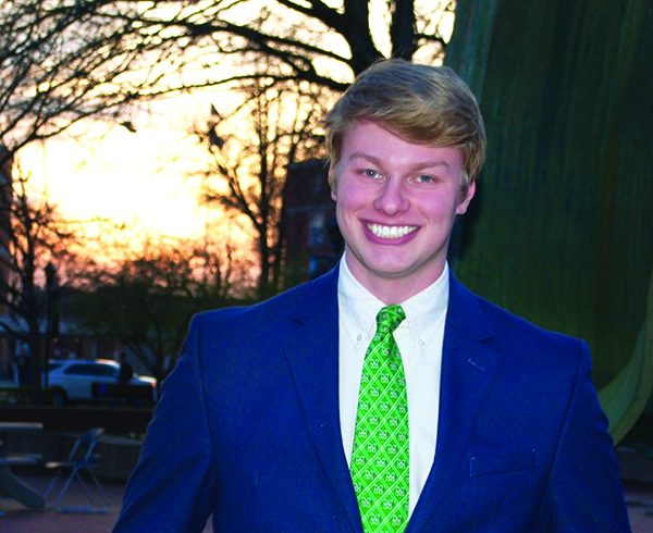 Marshall Universitys Student Body President, Matt Jarvis, poses for a photo outside at the Memorial Student Center Fountain. Jarvis is set to give a presentation at Huntington City Hall on Monday at 7 p.m.
