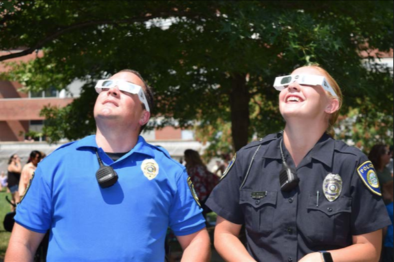 MUPD watching the Solar Eclipse. 