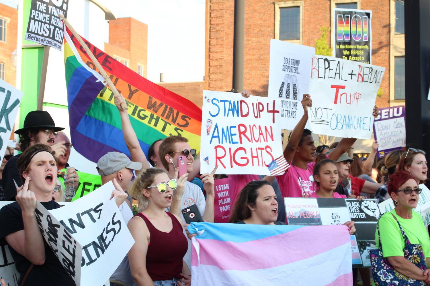 Protesters take to the streets during Trump rally