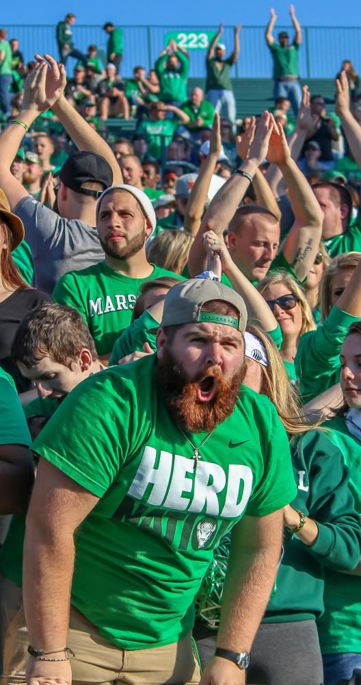 Nick Herrick in the Marshall Student section during his Freshman year. 