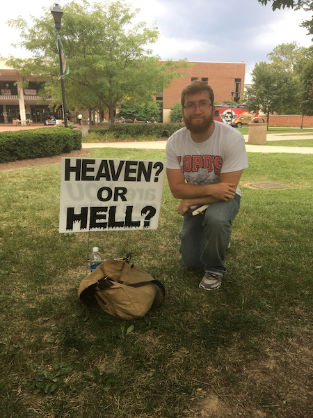 Open-air preacher aims to spur conversation on campus