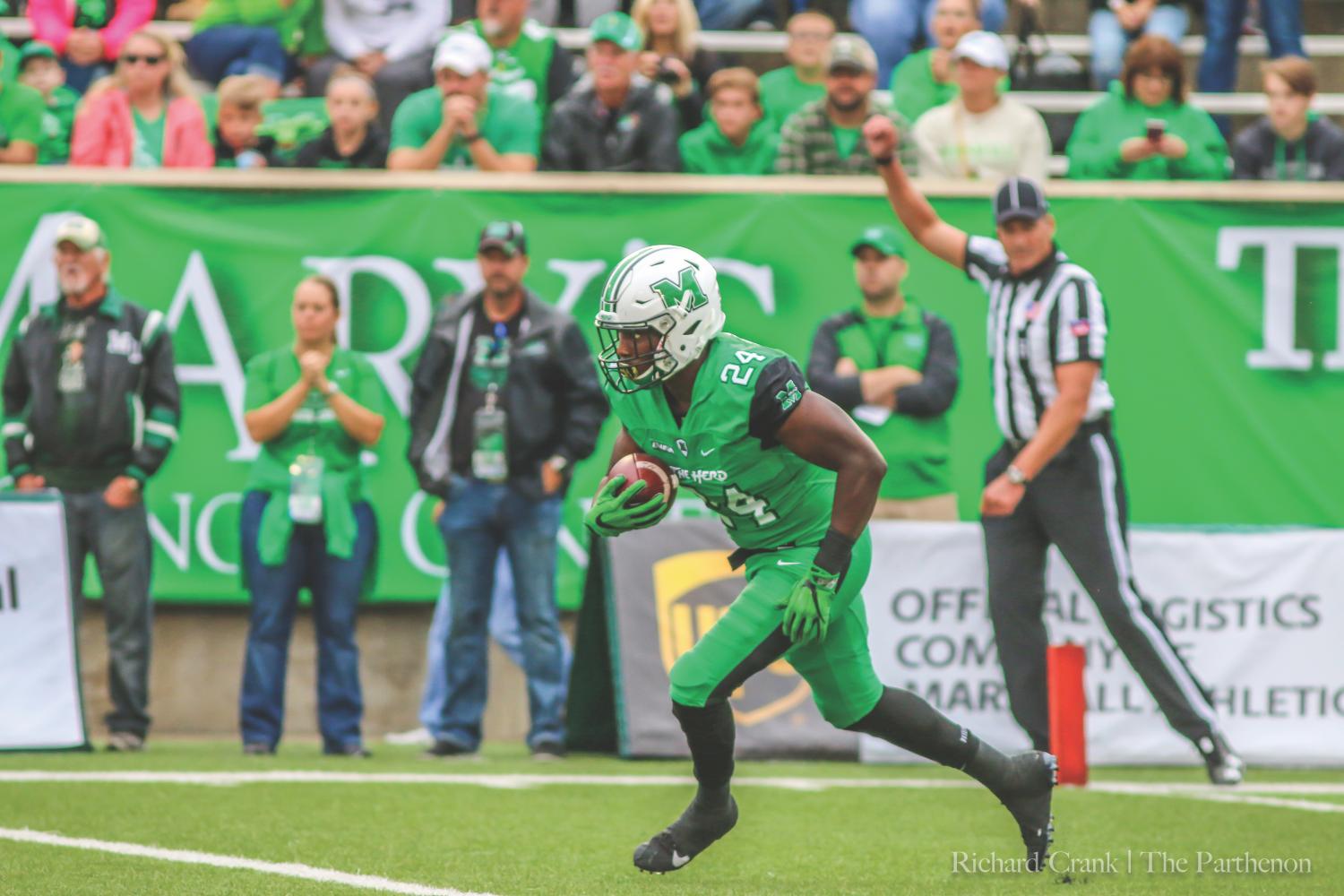 Keion Davis gets ready to return one of his two kick off return touchdowns against Miami (Ohio). Following his two kickoff return touchdowns and his 196 kickoff return yards, Davis was named Conference USA Special Teams Player of the Week.