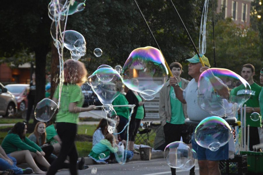 Danny Westfall returns to Marshall University for the homecoming parade with his Bubble Wagon. Westfall travels all over West Virginia to bring smiles to local parade-goers.