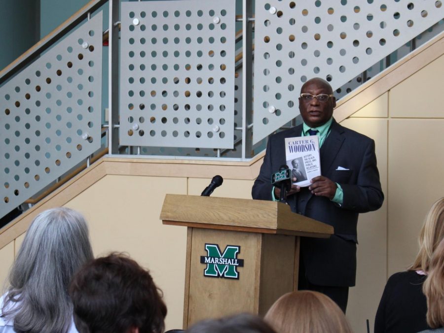 Carter G. Woodson and journalism professor Burnis Morris presents his new book, “Carter G. Woodson: History, The Black Press, and Public Relations.” During the Dr. Carter G. Woodson Lyceum event, Morris announced the upcoming speakers and events the Lyceum will offer during Black History Month.