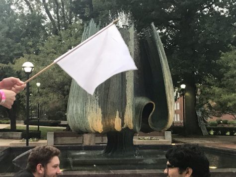 White flags waving at capture the flag
