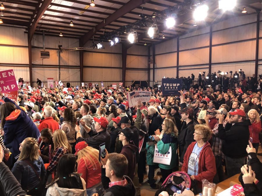 Trump supporters rallied for the president, Friday, Nov. 2 at Huntington Tri- State Airport’s Hangar 3, where he discussed issues like the economy, immigration and the upcoming mid-term elections.