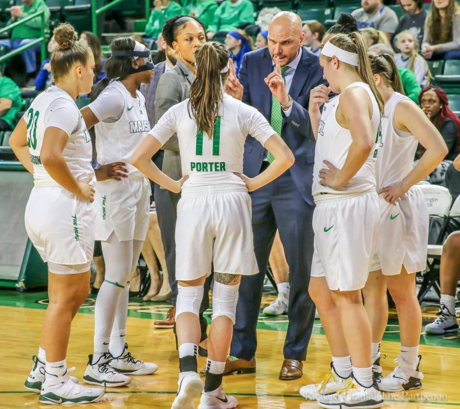 Head coach Tony Kemper instructs his team during a Conference USA game.