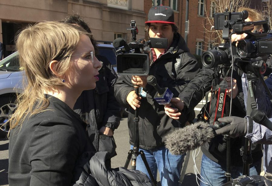 In this March 5 photo, Chelsea Manning addresses the media outside federal court in Alexandria, Virginia. 