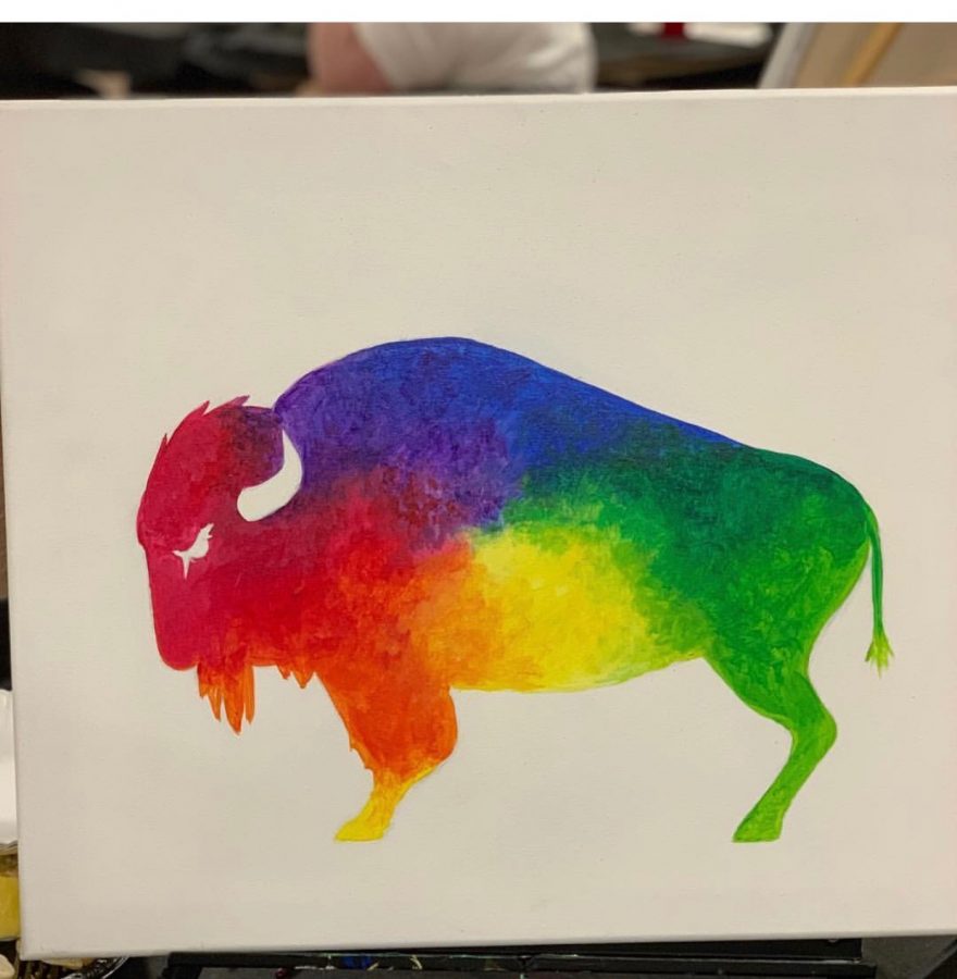 Example of diversity bison painted by Marshall students