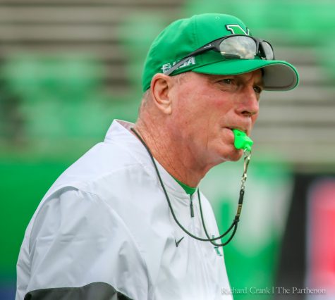 Doc Holliday prior to kickoff in the Herd game vs WKU.