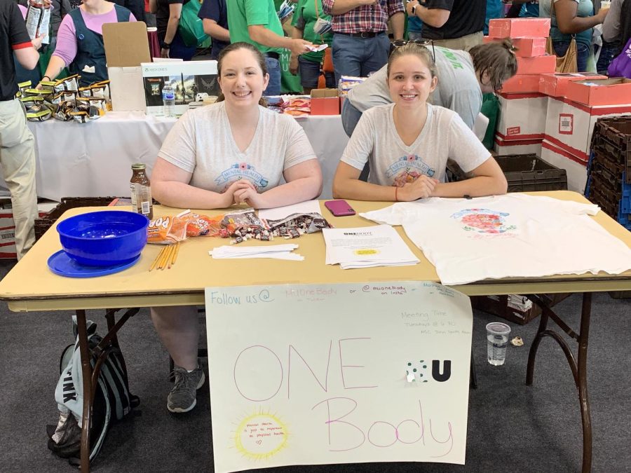 President Jennifer Wallbrown and vice president Courtney Carpenter represent One Body at Recfest 2019. 