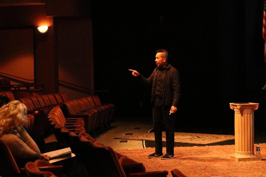 Steve Robbins addresses Marshall faculty members Tuesday at the Joan C. Edwards Playhouse during his lecture on the importance of inclusion on campus.