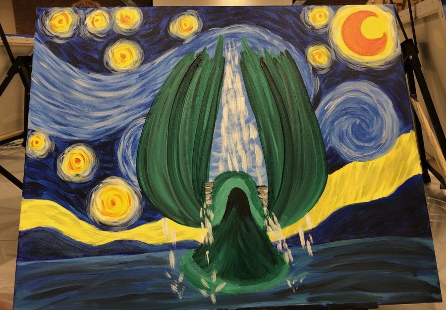 This piece was painted by Brooklyn Coleman, a sophomore elementary education major, at the Paint and Sip event honoring the victims of the 1970 plane crash Nov. 13. 