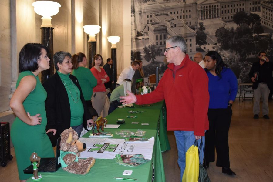 Students, faculty and community members joined delegates at the Marshall at the Capitol event to mingle and declare Thurs., Jan. 30, 2020 Marshall University Day. 