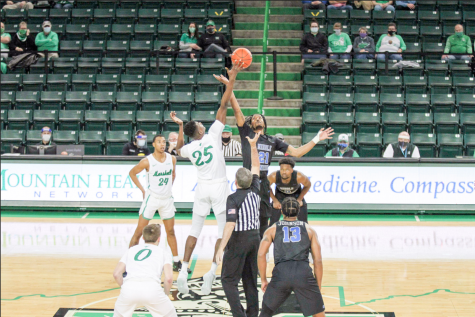 Freshman Obinna Anochili-Killen skies for the jump ball to start the two-game series with Middle Tennessee in 2021.