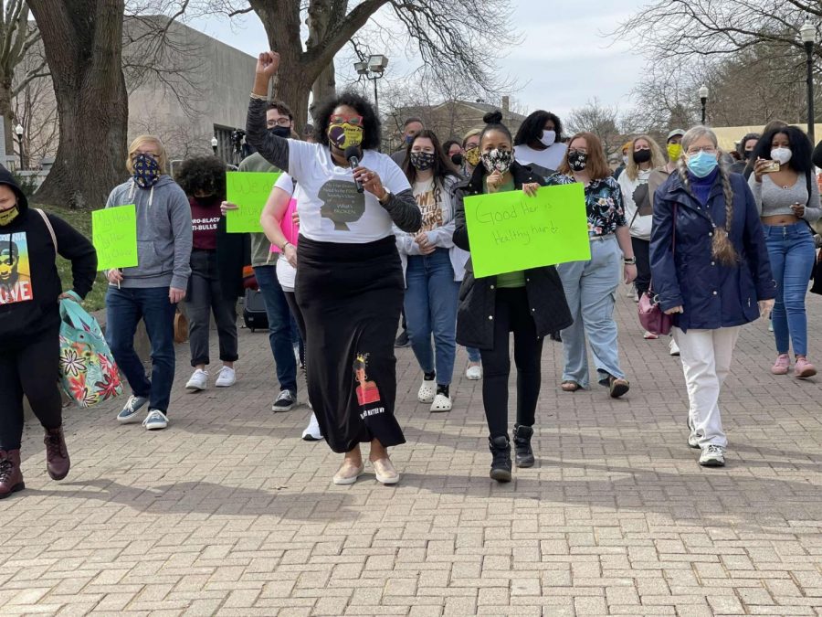 Community members, activists and lawmakers in favor of the CROWN Act gathered at the state capitol March 13 to demonstrate support of the bill to end hair discrimination.