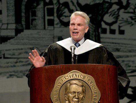 Mr. Brad Smith speaking at Marshall University commencement in 2014..