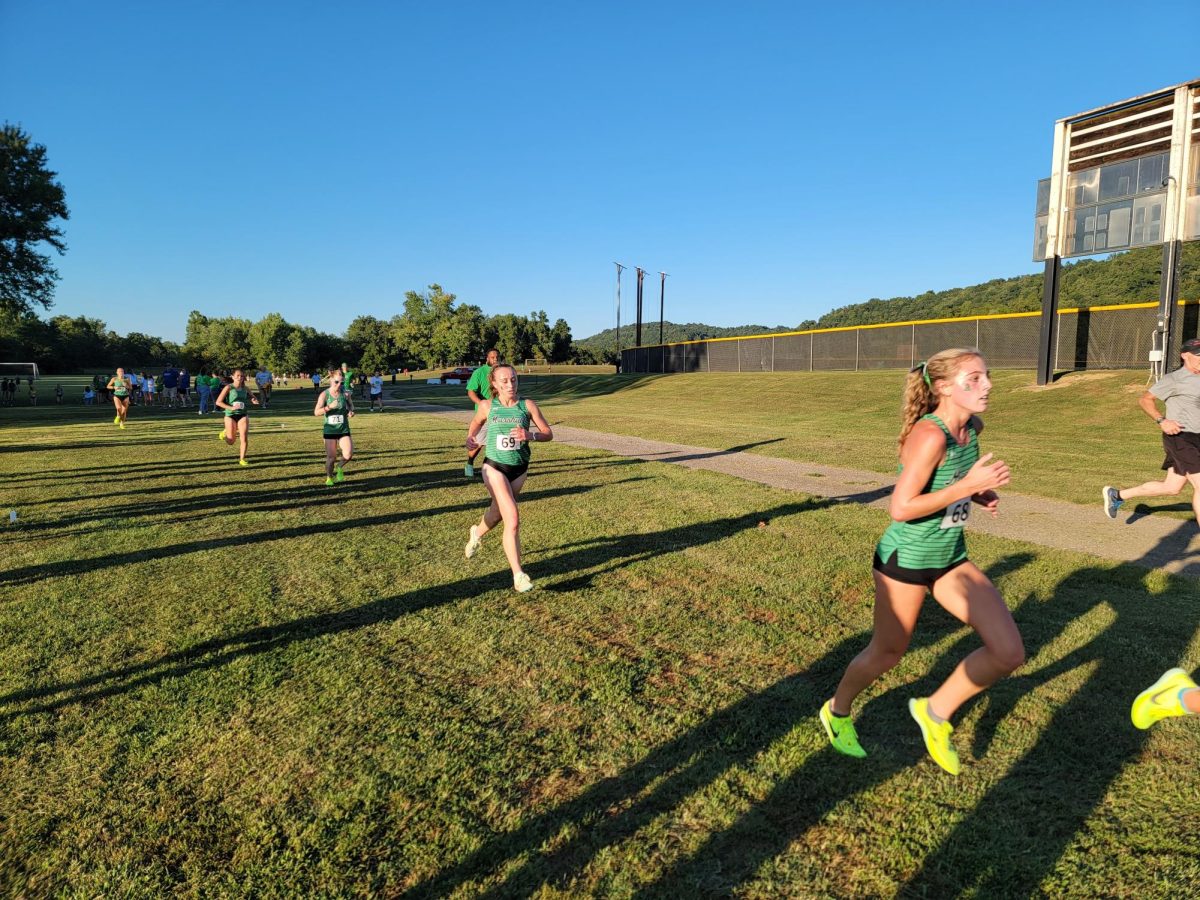 The womens cross country race at Huntington YMCAs Kennedy Center Outdoor Recreation facility.