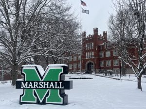 Marshall’s campus covered in snow during last week’s winter weather.